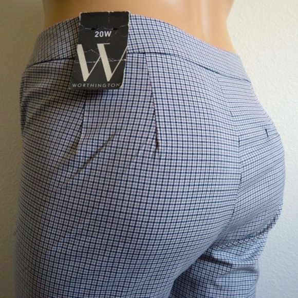 Worthington Denim - WOTHINGTON Women's Wide Leg Crop Business Casual Plaid Pants Plus Size 20W NWT